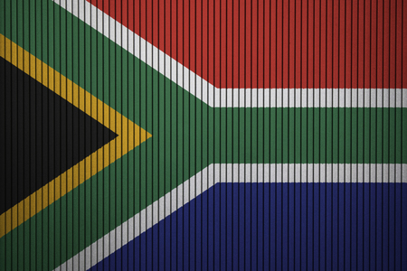 Painted national flag of South Africa on a concrete wallの写真素材