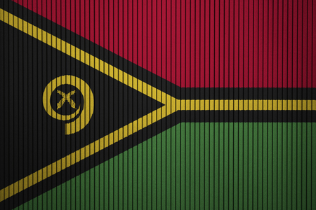 Vanuatu flag on the grunge concrete wallの写真素材