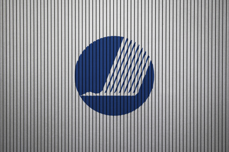 Nordic Council flag painted on the concrete wallの写真素材