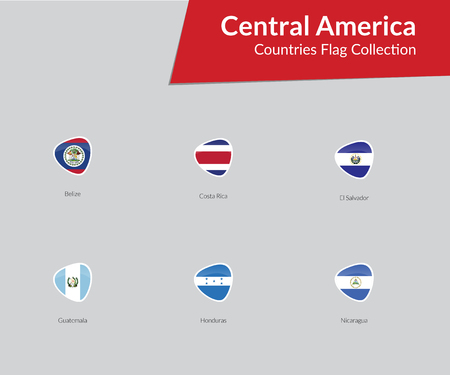 Central America continent countries flags iconのイラスト素材