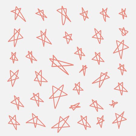 Hand drawn doodle stars, Set of abstract hand drawn starsのイラスト素材