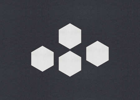 Blank white Business card mockup stacks at grey textured paper background.