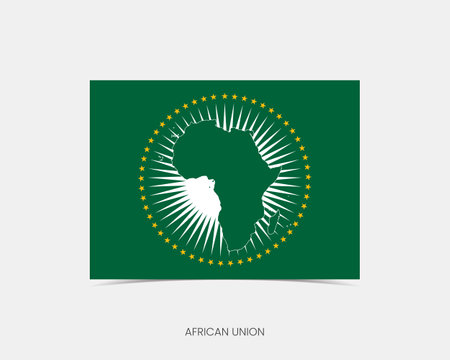 African Union Rectangle flag icon with shadow.のイラスト素材