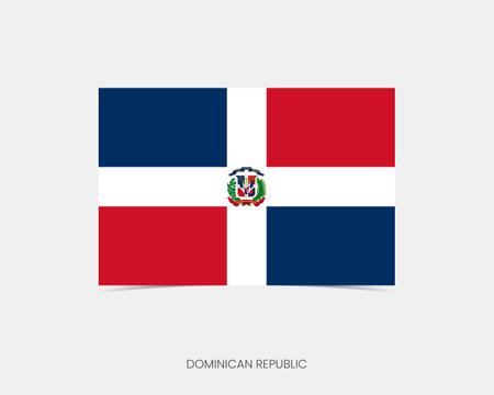 Dominica Rectangle flag icon with shadow.のイラスト素材