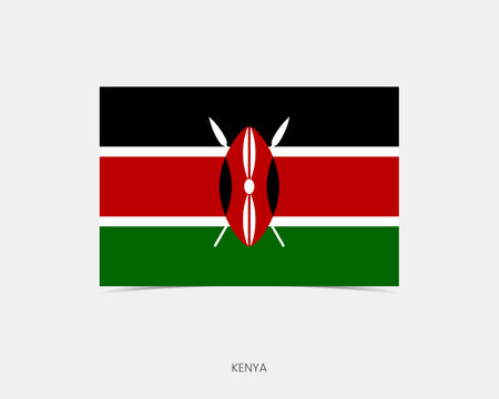 Kenya Rectangle flag icon with shadow.のイラスト素材