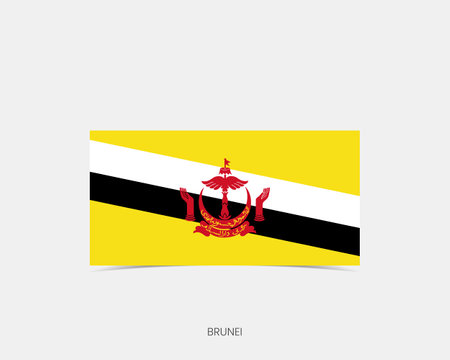 Brunei Rectangle flag icon with shadow.のイラスト素材