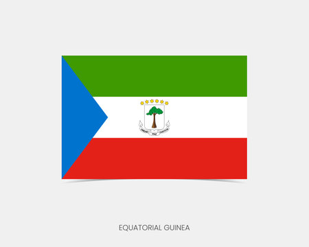 Equatorial Guinea Rectangle flag icon with shadow.のイラスト素材