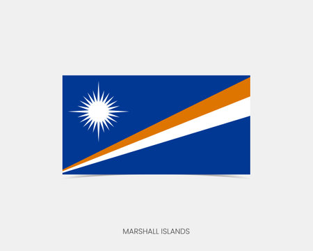 Marshall Islands Rectangle flag icon with shadow.のイラスト素材