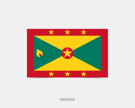 Grenada Rectangle flag icon with shadow.のイラスト素材