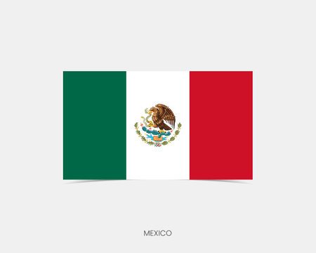 Mexico Rectangle flag icon with shadow.のイラスト素材