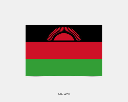 Malawi Rectangle flag icon with shadow.のイラスト素材