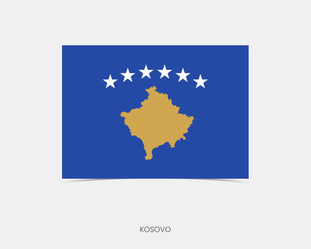 Kosovo Rectangle flag icon with shadow.のイラスト素材