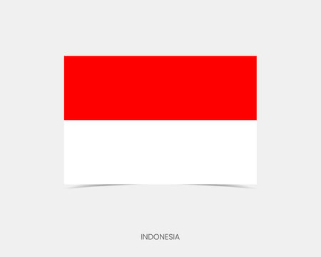 Indonesia Rectangle flag icon with shadow.のイラスト素材
