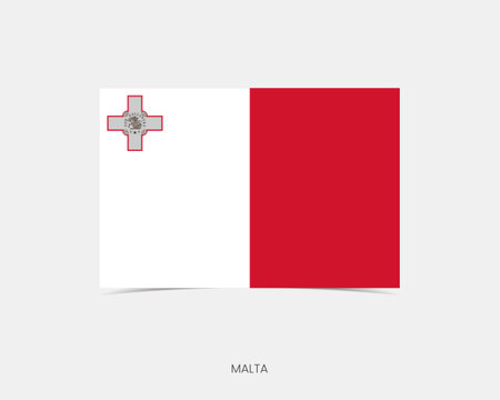 Malta Rectangle flag icon with shadow.のイラスト素材