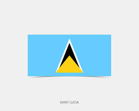 Saint Lucia Rectangle flag icon with shadow.のイラスト素材