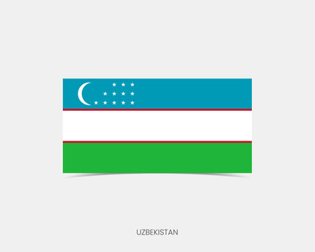 Uzbekistan Rectangle flag icon with shadow.のイラスト素材