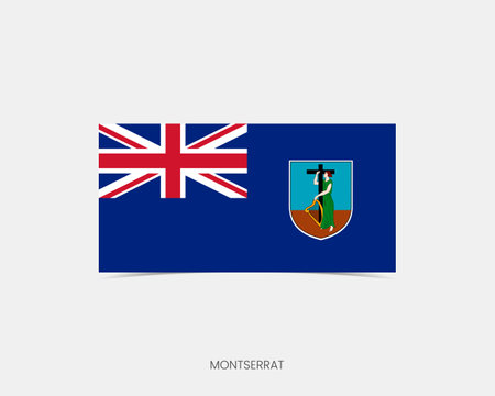 Montserrat Rectangle flag icon with shadow.のイラスト素材
