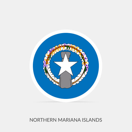 Northern Mariana Islands round flag icon with shadow.のイラスト素材