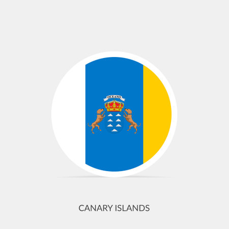 Canary Islands round flag icon with shadow.のイラスト素材
