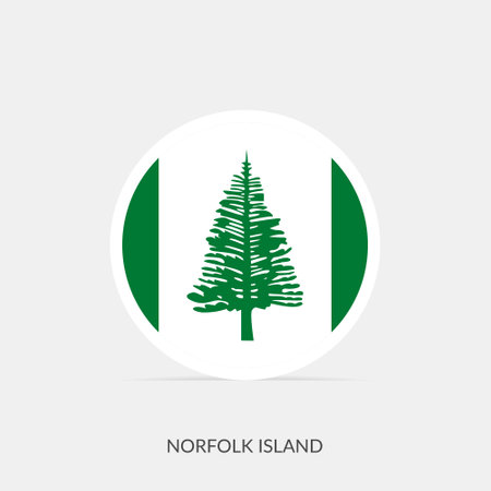 Norfolk Island round flag icon with shadow.のイラスト素材