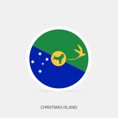 Christmas Island round flag icon with shadow.のイラスト素材