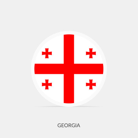 Georgia round flag icon with shadow.のイラスト素材