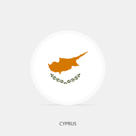 Cyprus round flag icon with shadow.のイラスト素材