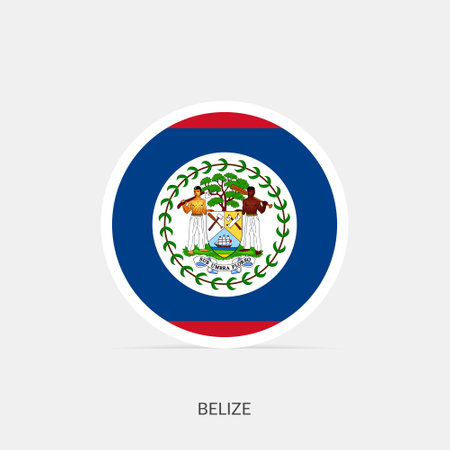 Belize round flag icon with shadow.のイラスト素材