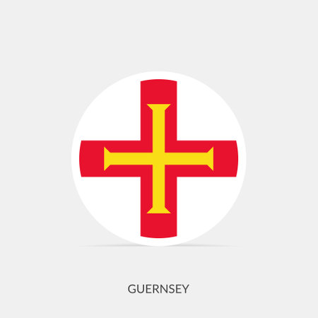 Guernsey round flag icon with shadow.のイラスト素材
