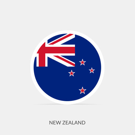 New Zealand round flag icon with shadow.のイラスト素材