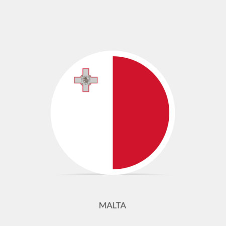 Malta round flag icon with shadow.のイラスト素材