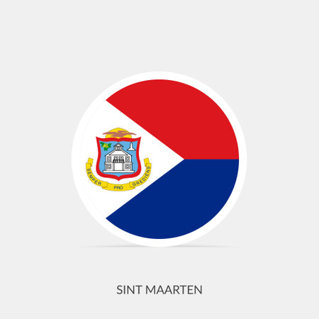 Sint Maarten round flag icon with shadow.のイラスト素材