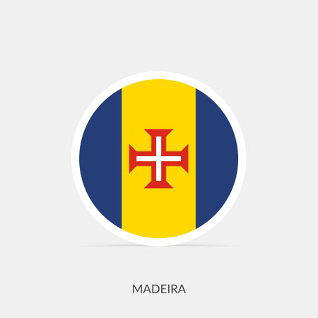 Madeira round flag icon with shadow.のイラスト素材