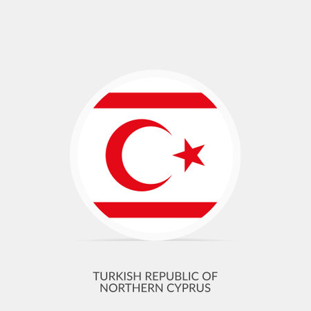 Turkish Republic of Northern Cyprus round flag icon with shadow.のイラスト素材