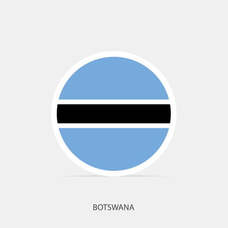 Botswana round flag icon with shadow.のイラスト素材