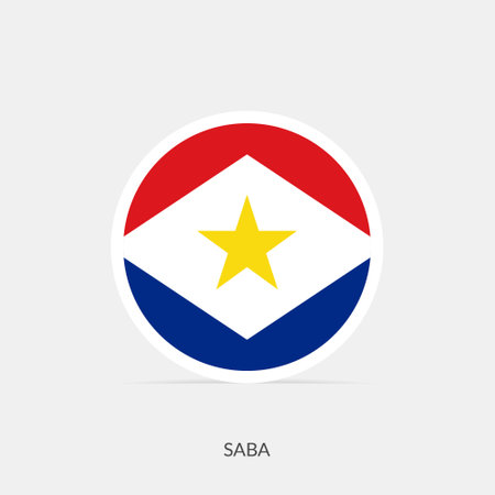 Saba round flag icon with shadow.のイラスト素材
