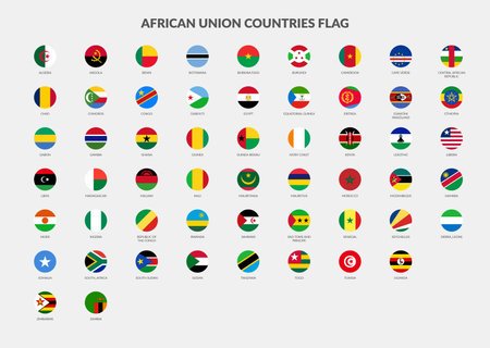 African Union countries flag icons collectionのイラスト素材
