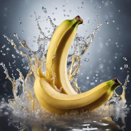 Bananas splashed into waterの素材