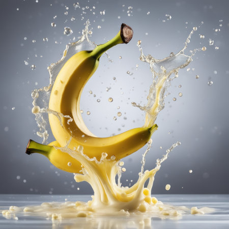 Bananas splashed into waterの素材
