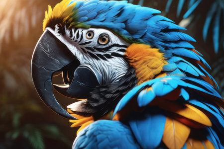 Beautiful yellow and blue macaw parrotの素材