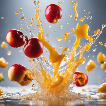 Ackee halves being splashed with waterの素材