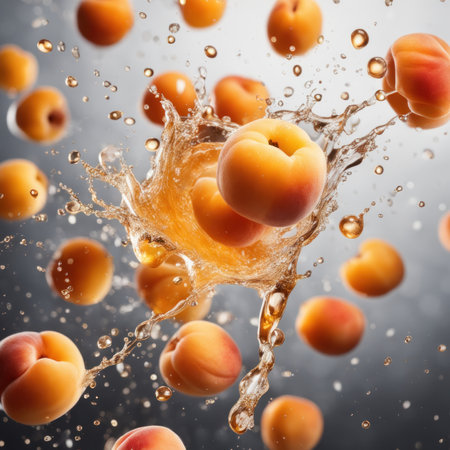 Apricot splashed into waterの素材