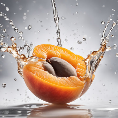 Apricot splashed into waterの素材
