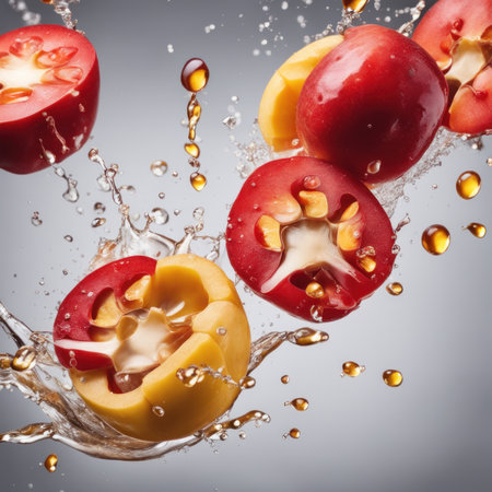 Ackee halves being splashed with waterの素材