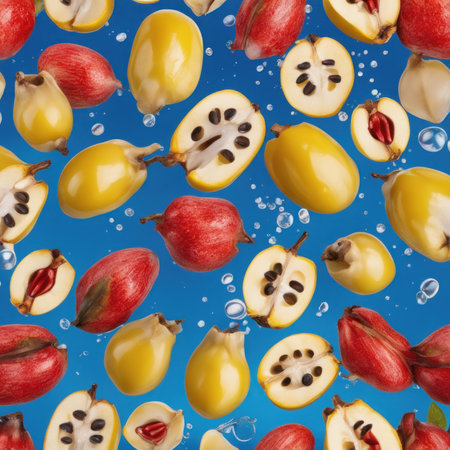Ackee halves being splashed with waterの素材