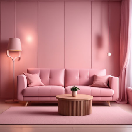 Living room in a bright modern house open floor plan minimalist style.の素材