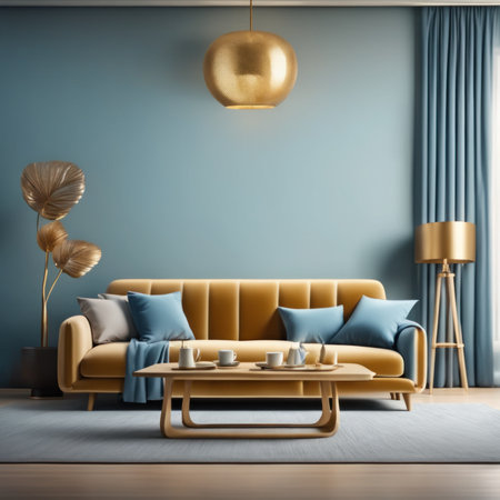 Living room in a bright modern house open floor plan minimalist style.の素材