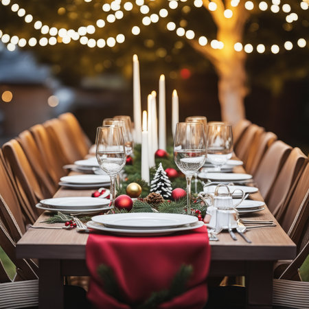 Table arranged for Christmas Dinnerの素材