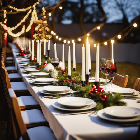Table arranged for Christmas Dinnerの素材