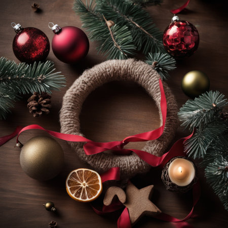 Close-UP of Christmas Tree multicolor Ornaments against a Defocused Lights Backgroundの素材